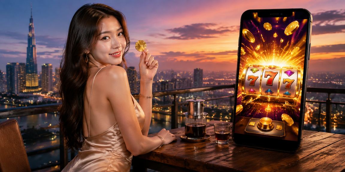 Người dùng tại Thành phố Hồ Chí Minh đọc hướng dẫn slot trong quán cà phê